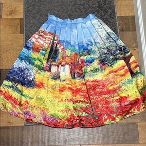Chicwish Multicolor Pleated Circle Skirt - Blue, Red, Yellow, Green